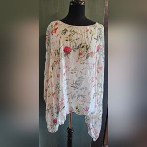 Silk Floral White Top